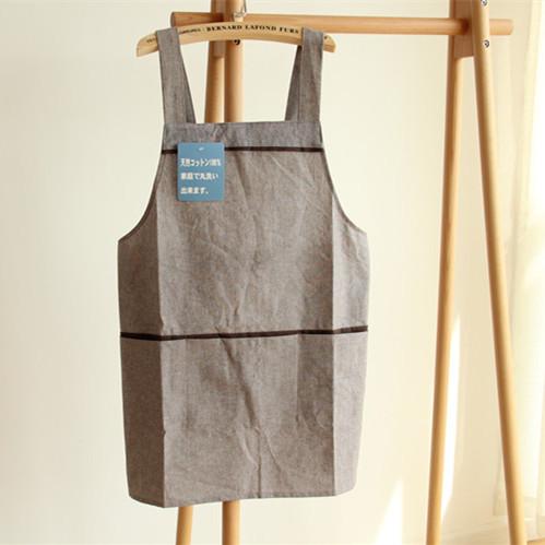 左耳邊日式拼接口袋棉質(zhì)圍裙背帶式廚房家居 堆糖,美好生活研究所