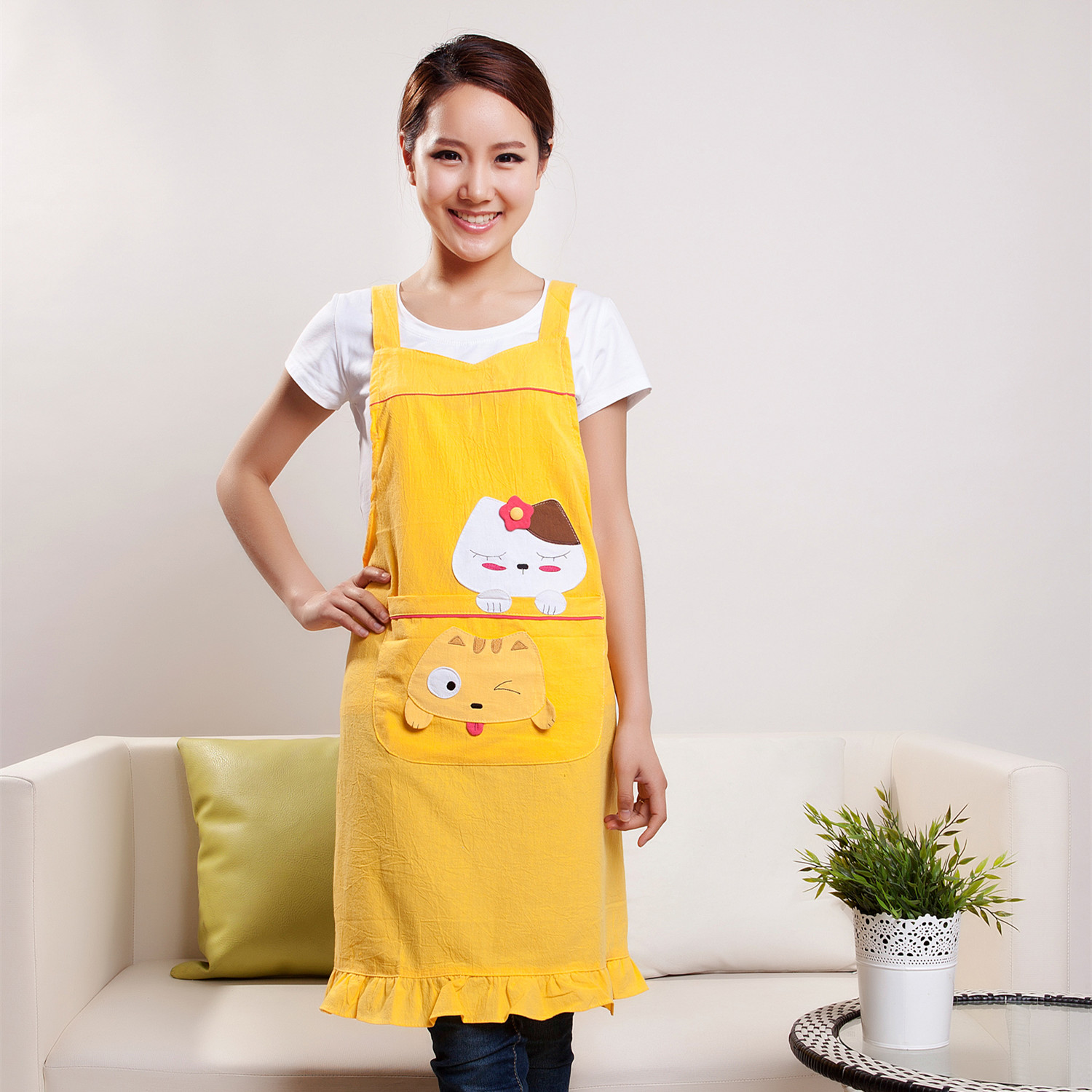 廠家生產(chǎn)批發(fā)定做帆布圍裙免費(fèi)印字印刷logo圍腰定制廣告圍裙