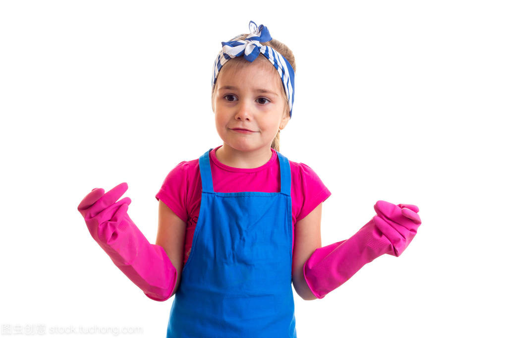 女孩穿著的圍裙和手套