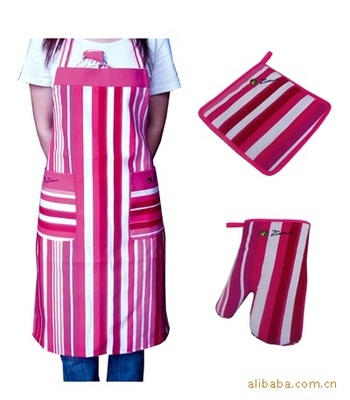 【廚房圍裙三件套 隔熱墊手套 廠家直銷 量大從優】價格,廠家,圖片,圍裙,義烏快來購日用百貨-