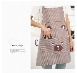 印花熊圍裙 大紅 600 箱印花圍裙,廚房,圍裙 圍裙